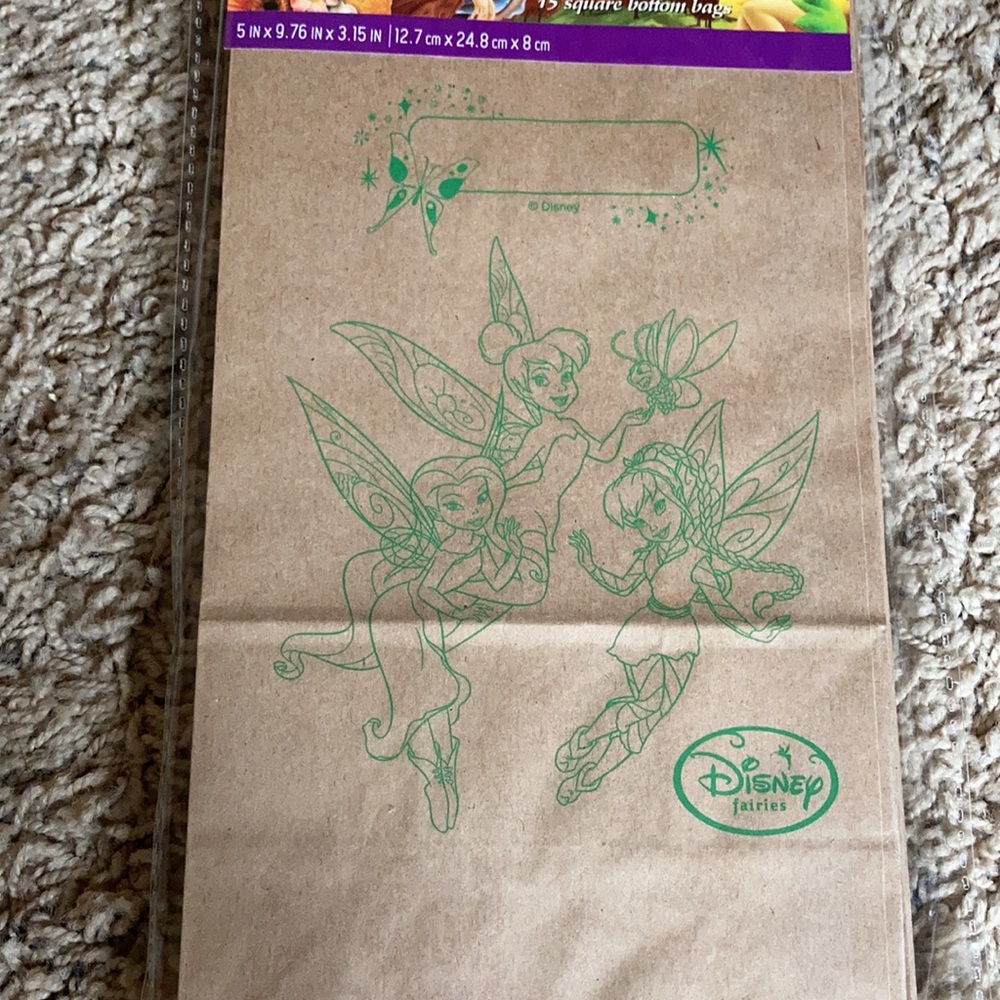 NEW Disney Fairies 15 Square Bottom Bags - Picture 2 of 3